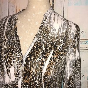 PHILOSOPHY~Animal Print Viscose Popover Blouse~M